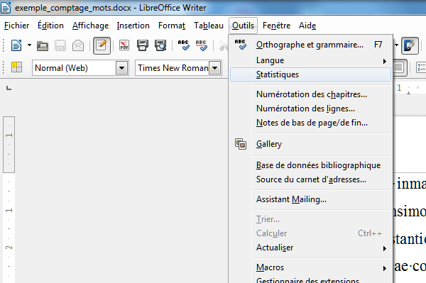 comment compter le nombre de mots sur open office