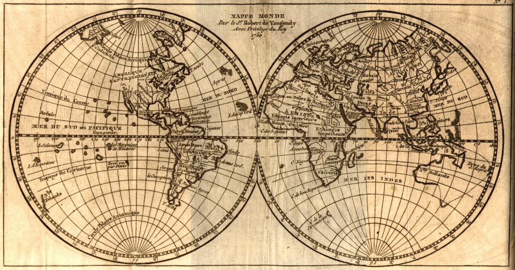 Carte du Monde Crozat illustration du signe o en exposant