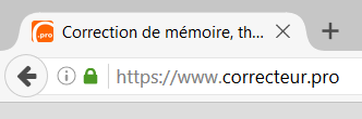 Sécurité par protocole https pour le site www.correcteur.pro